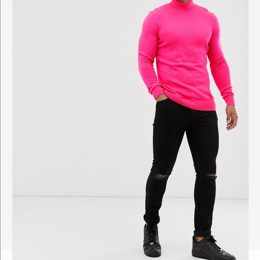 Men Neon Hot Pink turtleneck S